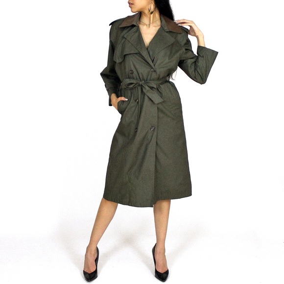 SOLD❌Vintage Olive Trench Coat - Picture 3 of 6